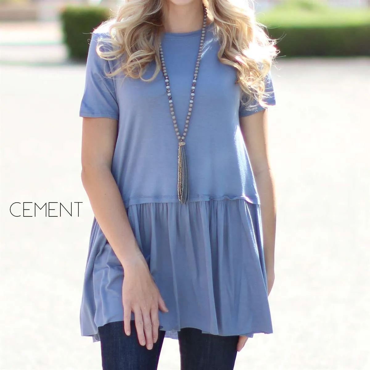 Short Sleeve Peplum Tunic